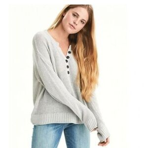 Women's Gray Button-Up Sweater